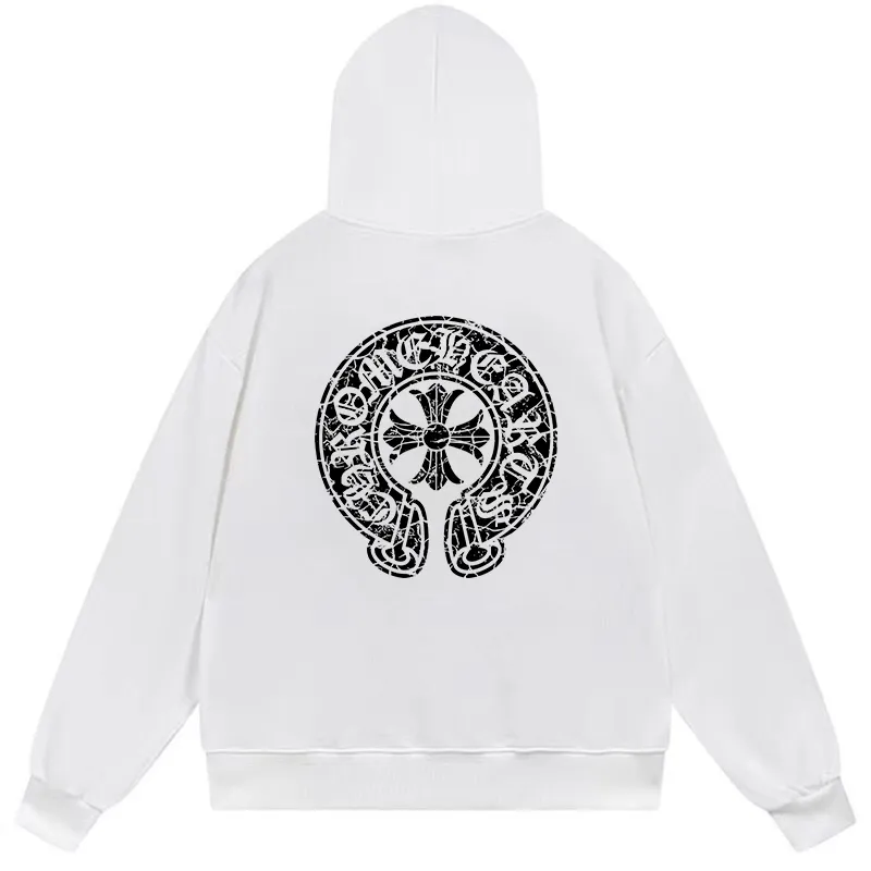 M39—P220 -Chrome Hearts/Chrome Hearts Horseshoe Printed Hooded Sweatshirt -420 grams of high-density, high-quality wool, soft, delicate and skin-friendly, soft and silky to the touch, warm and skin-friendly -The hardware and zipper accessories are all customized and full of details -Colour: black white -Size: S M L XL
